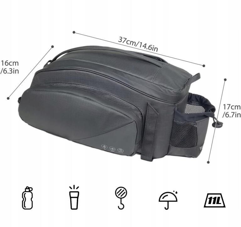 WODOODPORNA TORBA ROWEROWA, TORBA NA TYLNE SIEDZENIE 12L 1265 (2)