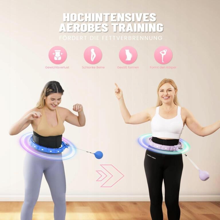 ŚWIETNE Hula hop z wypustkami Cozylady 121 cm FIOLET z światłami led 1732 (2)