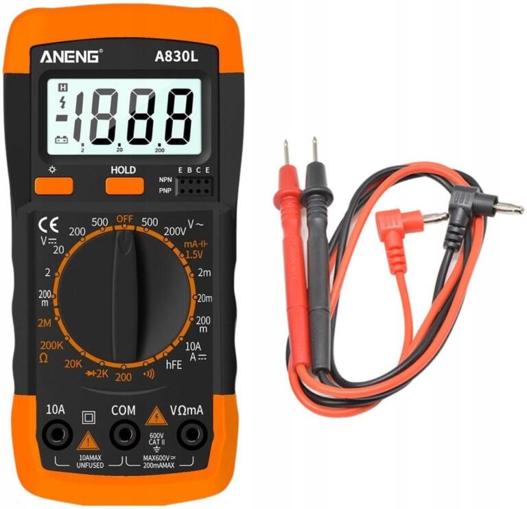 Cyfrowy multimetr miernik napięcia prądu rezystancji Aneng A830L z LCD 3320 (4)
