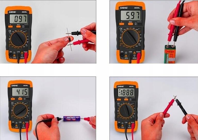 Cyfrowy multimetr miernik napięcia prądu rezystancji Aneng A830L z LCD 3320 (7)