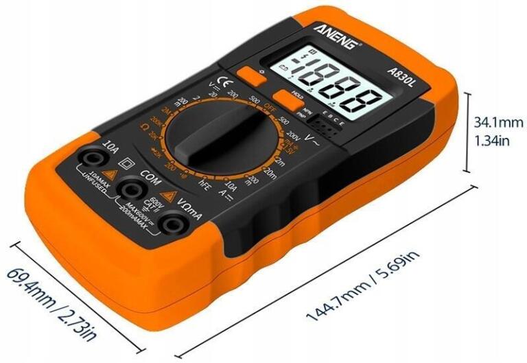 Cyfrowy multimetr miernik napięcia prądu rezystancji Aneng A830L z LCD 3320 (5)