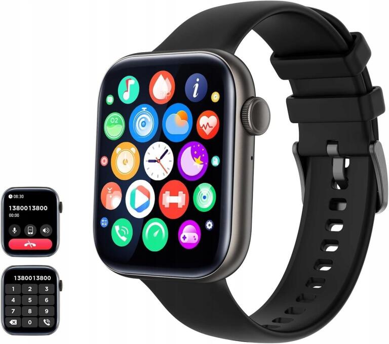 Smartwatch zegarek sport fitness mikrofon ciśnieniomierz P45 czarny 1117 (8)