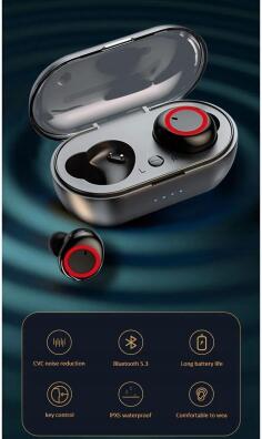 ŚWIETNE Słuchawki bezprzewodowe BLUETOOTH + Etui + Kabel S018