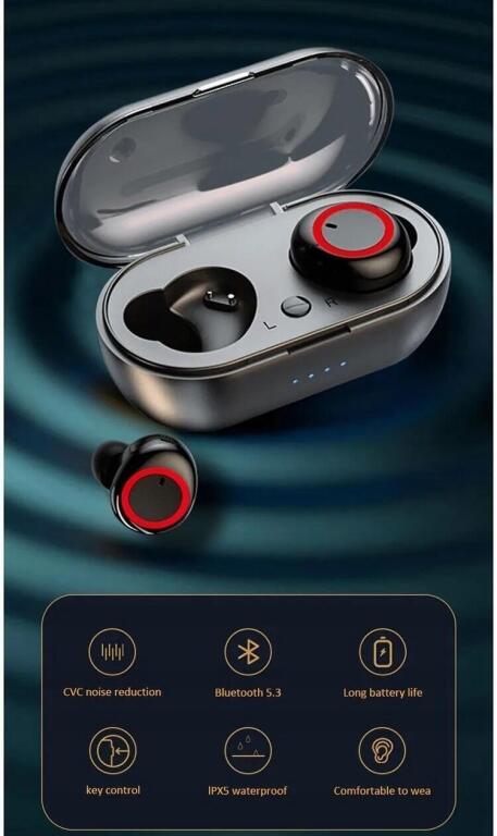 ŚWIETNE Słuchawki bezprzewodowe BLUETOOTH + Etui + Kabel S018