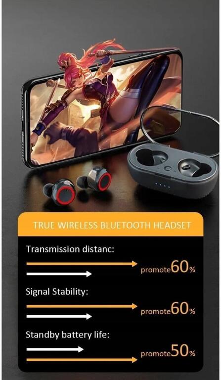 ŚWIETNE Słuchawki bezprzewodowe BLUETOOTH + Etui + Kabel S018 (6)