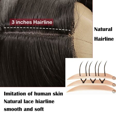 Peruka dla kobiet, ciemnobrązowe włosy, proste włosy, ręcznie wiązana (5)